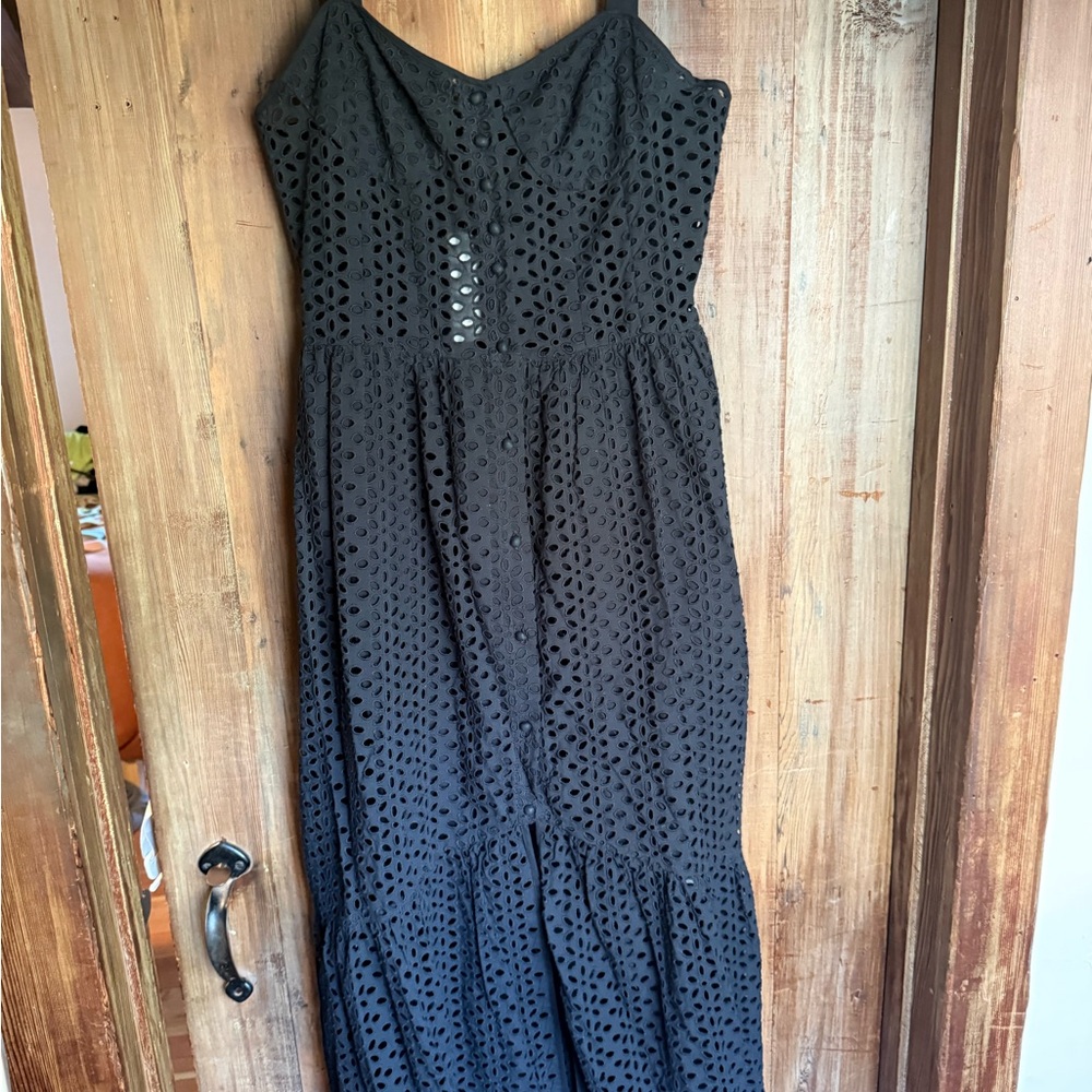 Chic Black Eyelet Dress